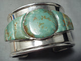 Heavy 150 Grams Vintage Native American Navajo Royston Turquoise Inlay Sterling Silver Bracelet-Nativo Arts