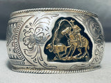 Native American Navajo Cowboy Vintage Native American Navajo Sterling Silver Gold Bracelet-Nativo Arts