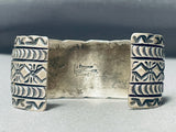 Important Stamp Genius Vintage Native American Navajo Sterling Silver Bracelet-Nativo Arts