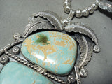 Kenny Ray Vintage Native American Navajo #8 Turquoise Sterling Silver Squash Blossom Necklace-Nativo Arts
