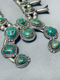 Authentic Royston Turquoise Native American Navajo Sterling Silver Squash Blossom Necklace-Nativo Arts