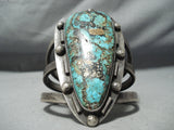One Of Best Ever Vintage Native American Navajo Old Kingman Turquoise Sterling Silver Bracelet-Nativo Arts