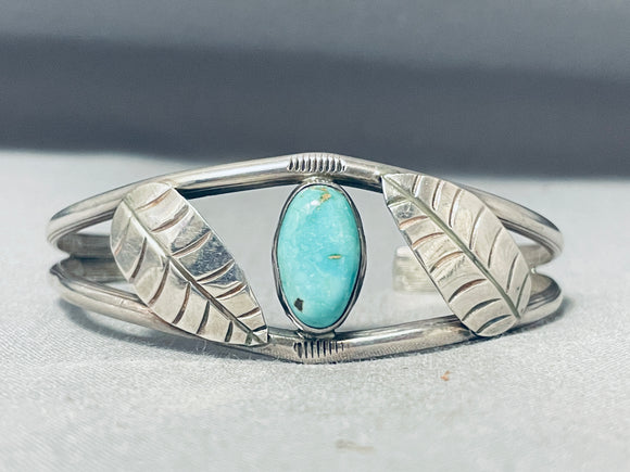 Superior Vintage Native American Navajo Pilot Mountain Turquoise Sterling Silver Bracelet-Nativo Arts