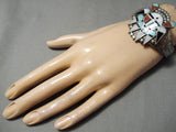 Superior Vintage Zuni Native American Kachina Turquoise Sterling Silver Bracelet-Nativo Arts