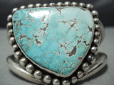 Vivid Rare Vintage Native American Navajo #8 Turquoise Sterling Silver Bracelet Old-Nativo Arts