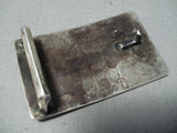 Authentic Preson Monongye Vintage Native American Hopi Bisbee Turquoise Sterling Silver Buckle-Nativo Arts