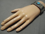 Hand Tooled Vintage Native American Navajo Native American Navajo Sky Blue Turquoise Sterling Silver Bracelet-Nativo Arts