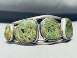 Very Rare Moss Turquoise Vintage Native American Navajo Sterling Silver Bracelet-Nativo Arts
