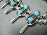 Women's Vintage Native American Navajo Turquoise Sterling Silver Squash Blossom Necklace-Nativo Arts