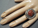 Signed Tso Family Chunk Coraltremendous Native American Navajo Coral Sterling Silver Ring-Nativo Arts