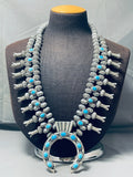 One Of The Best Native American Navajo Turquoise Sterling Silver Hogan Squash Blossom Necklace-Nativo Arts