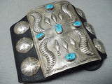 Tremendous Vintage Native American Navajo Kingman Turquoise Sterling Silver Bowguard-Nativo Arts