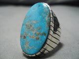Huge Men's Navajo Native American Turquoise Sterling Silver Ring-Nativo Arts