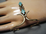 14k Gold Signed Vintage Native American Navajo Women's Turquoise Bracelet-Nativo Arts