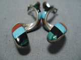 Dramatic Vintage Navajo Sterling Silver Native American Earrings Old-Nativo Arts