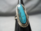 Impressive Vintage Native American Navajo Pilot Mountain Turquoise Sterling Silver Ring-Nativo Arts