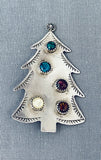Whimsical Vintage Native American Navajo Garnet Mother Of Pearl Sterling Silver Tree Pin-Nativo Arts