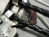 Important Native American Navajo Wilf Begay Toad Sterling Silver Bolo Tie-Nativo Arts