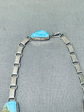 Dazzling Native American Navajo Old Kingman Turquoise Sterling Silver Necklace-Nativo Arts