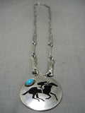 Important Quality Vintage Native American Navajo Turquoise Sterling Silver Necklace Old-Nativo Arts