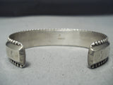 Superior Vintage Native American Navajo Morenci Turquoise Sterling Silver Inlay Bracelet-Nativo Arts