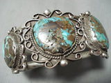 Museum Vintage Native American Navajo Old Morenci Turquoise Sterling Silver Bracelet Old-Nativo Arts