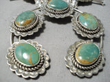 300 Gram Native American Green Turquoise Sterling Silver Squash Blossom Necklace-Nativo Arts