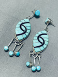 One Of The Best Ever Vintage Native American Zuni Turquoise Sterling Silver Earrings-Nativo Arts