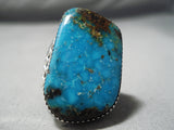 Magnificent Vintage Native American Navajo Old Kingman Turquoise Sterling Silver Ring-Nativo Arts