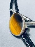 Important Benally Bros Vintage Native American Navajo Tiger's Eye Sterling Silver Bolo Tie-Nativo Arts