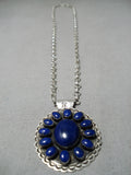 Important Vintage Native American Navajo Martinez Family Lapis Sterling Silver Necklace-Nativo Arts