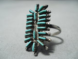 Important Vintage Native American Zuni Alive Quam Turquoise Sterling Silver Ring Old-Nativo Arts