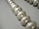 One Of The Finest Hand Tooled Vintage Native American Navajo Sterling Silver Bead Necklace-Nativo Arts