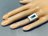 The Most Unique Native American Zuni Lapis Shell Sterling Silver Inlay Ring-Nativo Arts