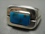 Thicker Vintage Native American Navajo Turquoise Inlay Sterling Silver Ring Old-Nativo Arts