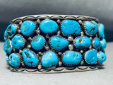 Heavy Vintage Native American Navajo Turquoise Sterling Silver Leaf Bracelet Cuff-Nativo Arts