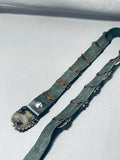 Very Rare White Buffalo Turquoise Vintage Native American Navajo Sterling Silver Concho Belt-Nativo Arts