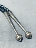 Micro Hand Carvings Vintage Native American Hopi Sterling Silver Bolo Tie-Nativo Arts