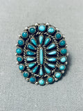 One Of The Best Vintage Native American Zuni Turquoise Cluster Sterling Silver Ring Old-Nativo Arts