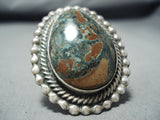 Incredible Navajo Green Kingman Turquoise Sterling Silver Ring Native American-Nativo Arts