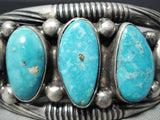 Very Rare Vintage Native American Navajo Wylie Turquoise Sterling Silver Bracelet Old-Nativo Arts