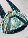 Native American Best Inlaid Bird Huge Santo Domingo Turquoise Jet Necklace-Nativo Arts