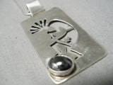 Rare!! Navajo Hematite Sterling Silver Kokopelli Necklace Native American-Nativo Arts