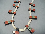Native American Early 1900's Vintage Santo Domingo Turquoise Sterling Silver Necklace Old-Nativo Arts