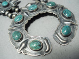 Women's Vintage Native American Navajo Green Turquoise Sterling Silver Necklace-Nativo Arts