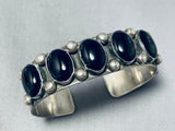 Excellent Signed Vintage Native American Navajo Black Onyx Sterling Silver Bracelet-Nativo Arts