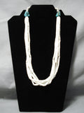 One Of The Best Vintage Native American Navajo Tubed Pearl Sterling Silver Turquoise Necklace-Nativo Arts