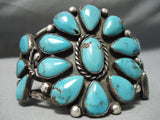 Important Vintage Hopi Native American Navajo Fat Teardrop Turquoise Sterling Silver Bracelet-Nativo Arts