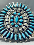Tremendous Vintage Native American Navajo Turquoise Cluster Sterling Silver Bracelet-Nativo Arts