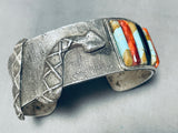 Snake Inlay Signed Vintage Native American Turquoise Sterling Silver Bracelet-Nativo Arts